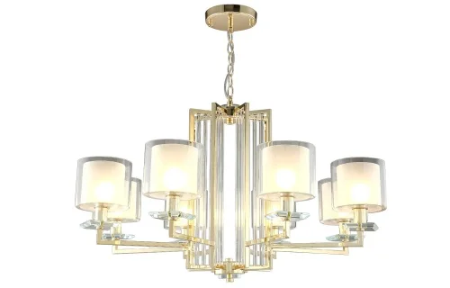 Люстра подвесная NICOLAS SP-PL8 GOLD/WHITE Crystal Lux белая на 8 ламп, основание золотое в стиле современный  фото 2